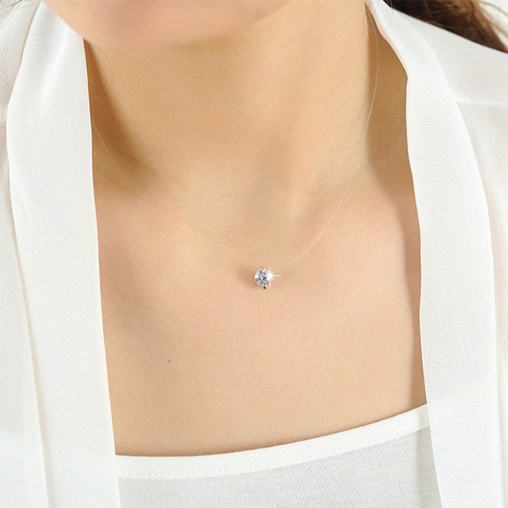 Crystal Zircon Invisible Necklace Choker - Picture 2 of 6